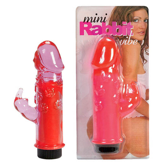 Mini Rabbit Vibe - Hot Pink 12.7 cm (5) Vibrator with Rabbit Clit Stimulator