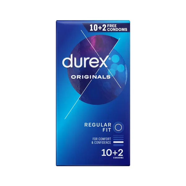 Durex Originals Regular Fit Condoms - Regular Fit Latex Condoms - 10 Pack + 2 Free