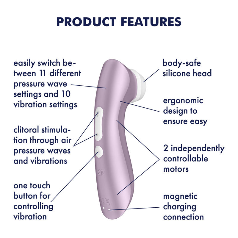 Satisfyer Pro 2+ Purple - Purple Touch-Free USB-Rechargeable Clitoral Stimulator with Vibration