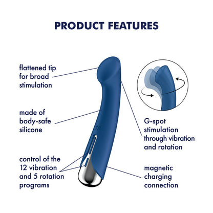 Satisfyer Spinning G-Spot 1 - Blue - Blue 16.5 cm USB Rechargeable Rotating Vibrator