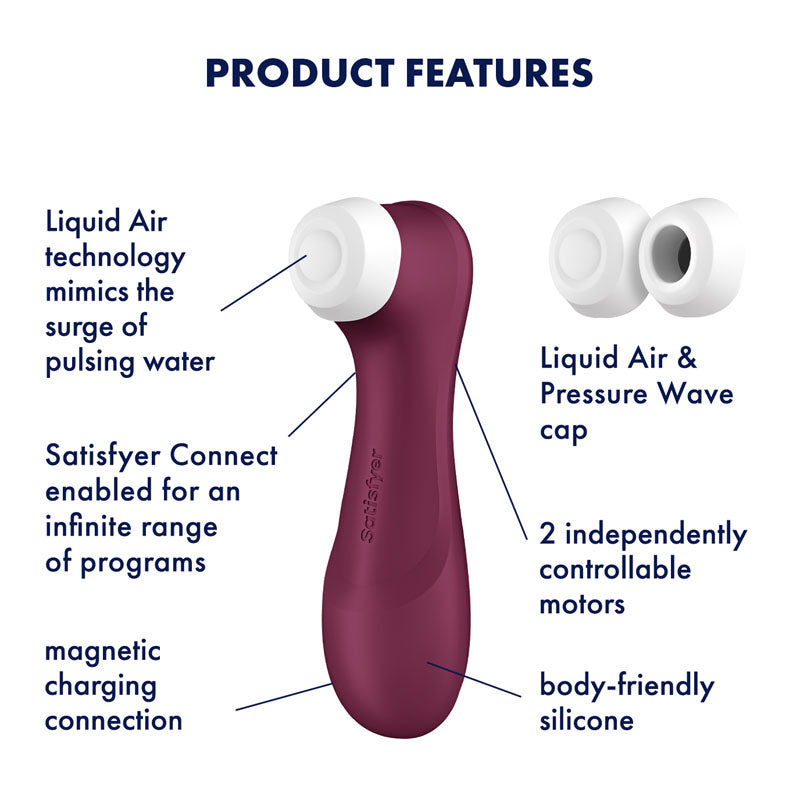 Satisfyer Pro 2 Generation 3 with App Control - Wine Red Touch-Free USB-Rechargeable Clitoral S