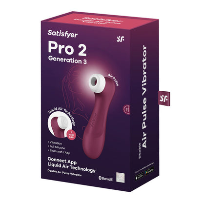 Satisfyer Pro 2 Generation 3 with App Control - Wine Red Touch-Free USB-Rechargeable Clitoral S