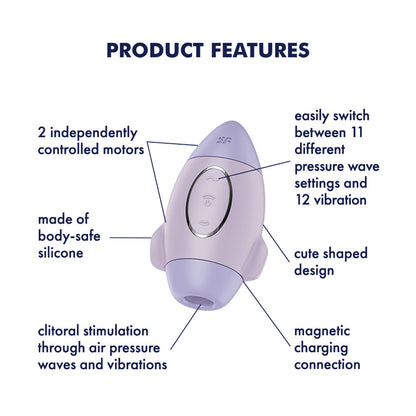 Satisfyer Mission Control - Violet - Violet USB Rechargeable Vibrating Air Pulse Stimulator