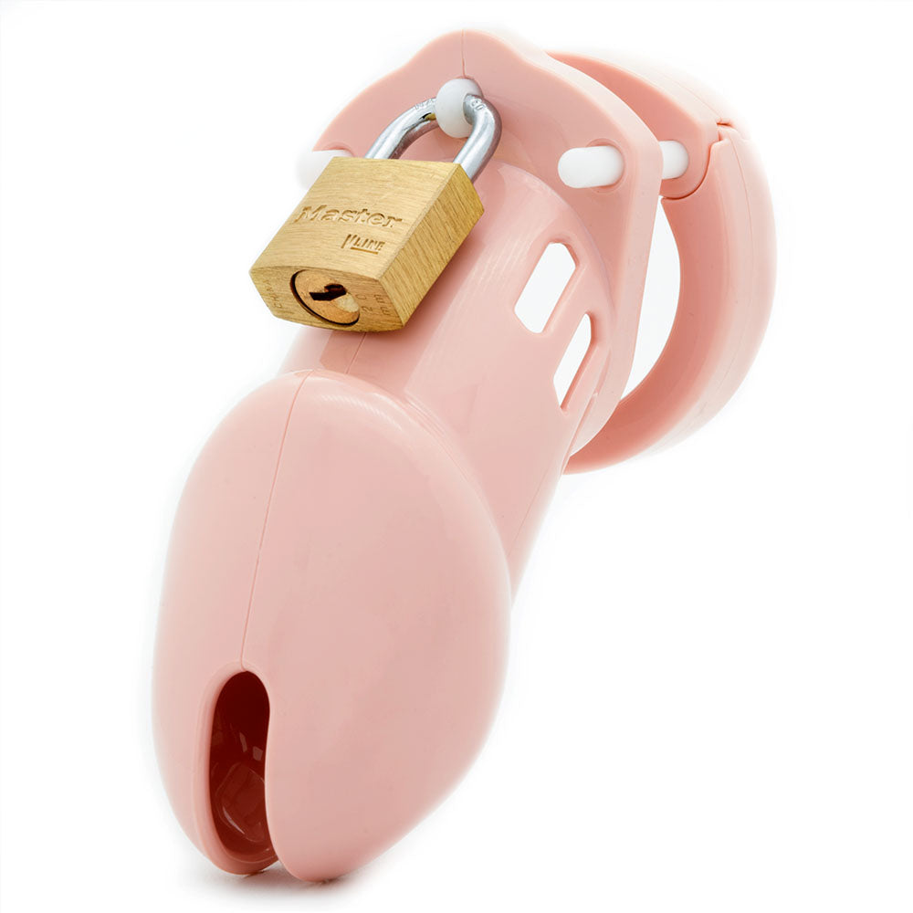 CB-6000 Chastity Cock Cage Kit - Pink - Pink 3.25 Inch Cock Cage Kit