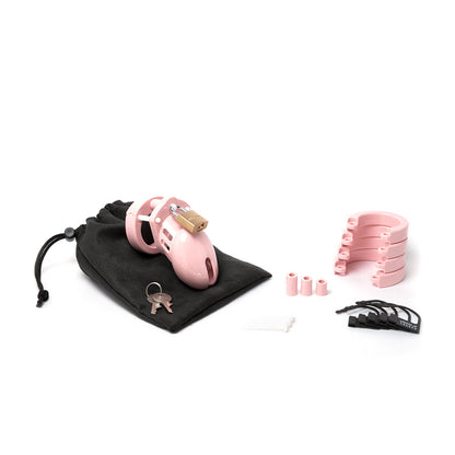 CB-6000S Chastity Cock Cage Kit - Pink - Pink 2.5 Inch Cock Cage Kit