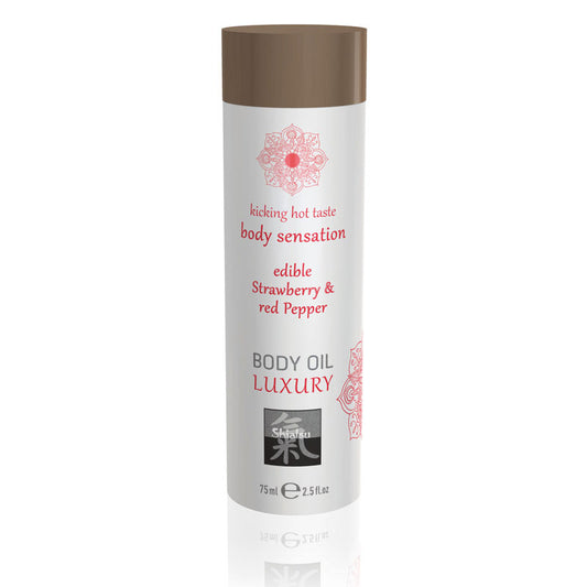 SHIATSU Edible Body Oil Luxury - Strawberry & Red Pepper Flavoured - 75 ml