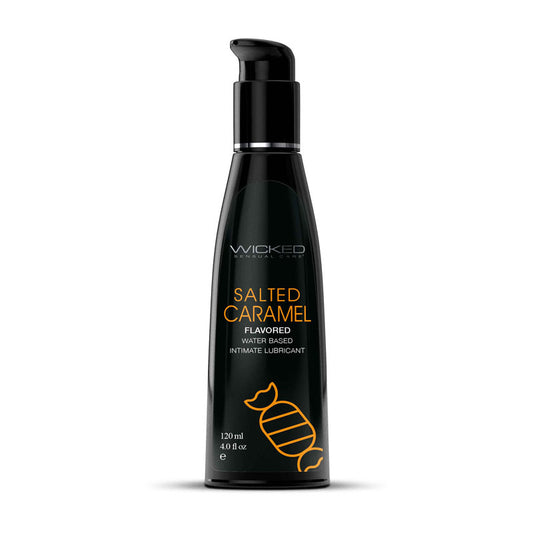 Wicked Aqua Salted Caramel - Salted Caramel Flavoured Water Based Lubricant - 120 ml (4 oz) Bot