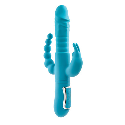 Adam & Eve EVES THRUSTING TRIPLE JOY RABBIT - Teal 25 cm USB Rechargeable Thrusting Rabbit Vibe