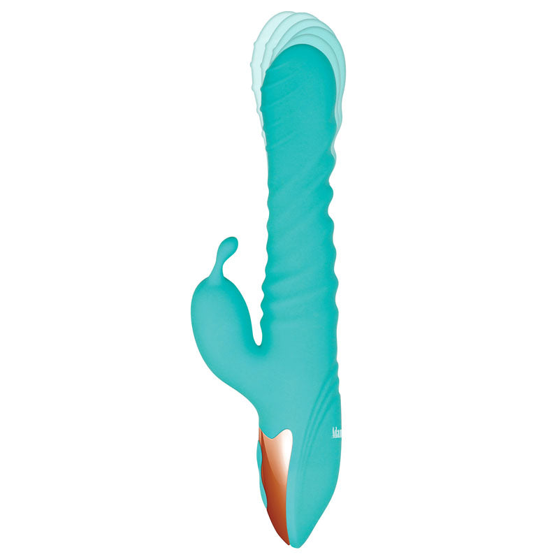 Adam & Eve HEAT ME UP Warming Rabbit Thruster - Teal 23.6 cm USB Rechargeable Warming Rabbit Vi