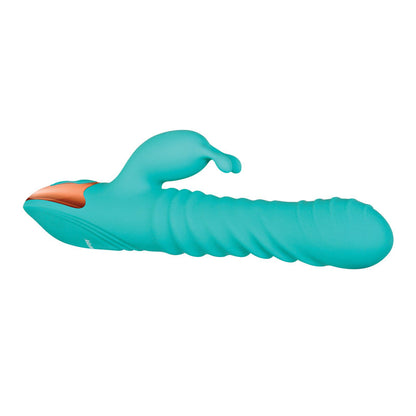 Adam & Eve HEAT ME UP Warming Rabbit Thruster - Teal 23.6 cm USB Rechargeable Warming Rabbit Vi