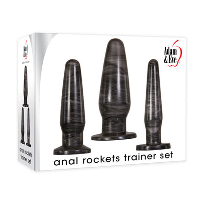 Adam & Eve ANAL ROCKETS TRAINER SET - Black Butt Plugs - Set of 3 Sizes