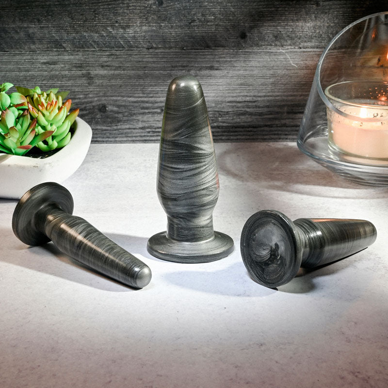 Adam & Eve ANAL ROCKETS TRAINER SET - Black Butt Plugs - Set of 3 Sizes