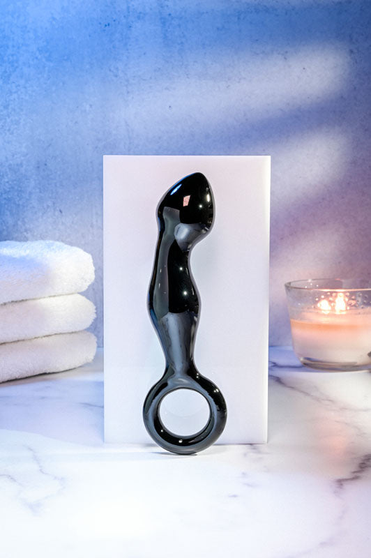 Adam & Eve ADAMS GLASS PROSTATE MASSAGER - Black Glass 16.6 cm Prostate Massager