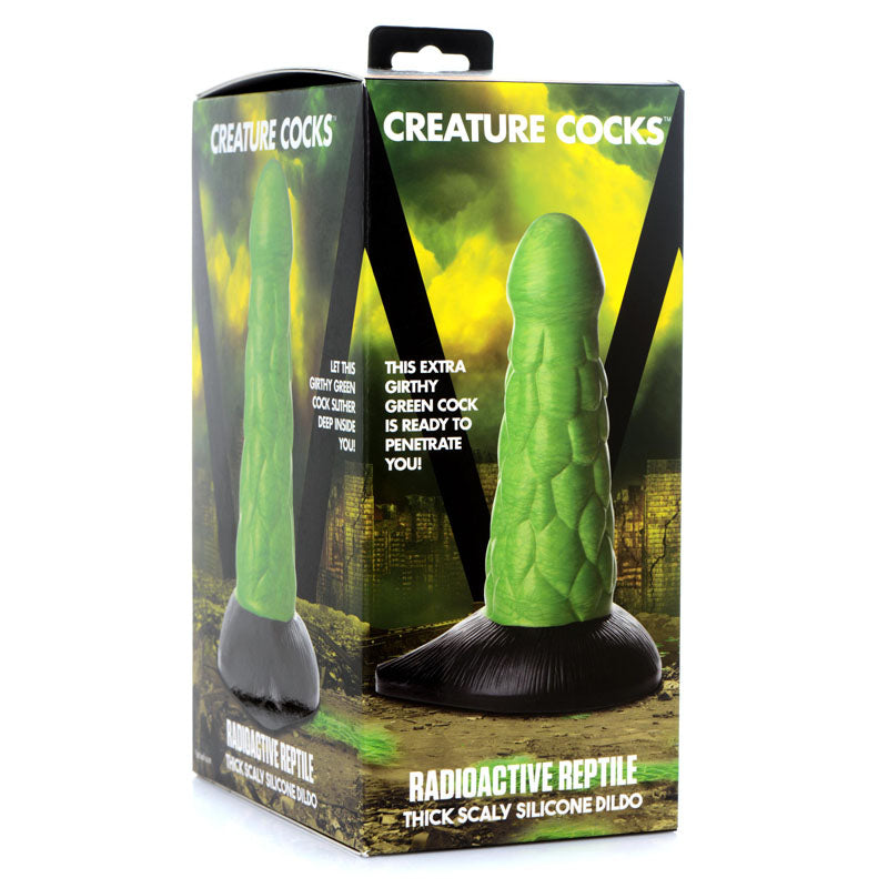 Creature Cocks Radioactive Reptile Thick Scaly Silicone Dildo - Green 19 cm Dildo