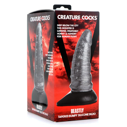 Creature Cocks Beastly Tapered Bumpy Silicone Dildo - Silver 21 cm Bumpy Dildo