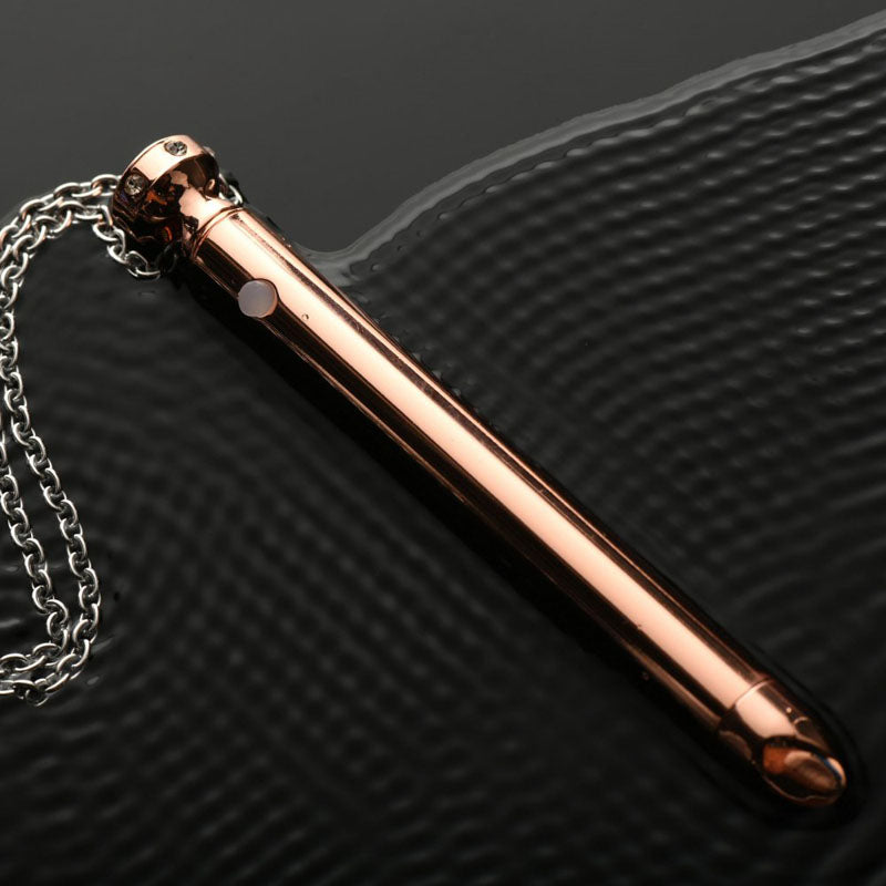 Charmed 7X Vibrating Necklace - Rose Gold 11 cm USB Rechargeable Vibrating Necklace