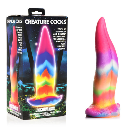 Creature Cocks Unicorn Kiss Silicone Dildo - Coloured 21.4 cm Fantasy Unicorn Tongue Dildo