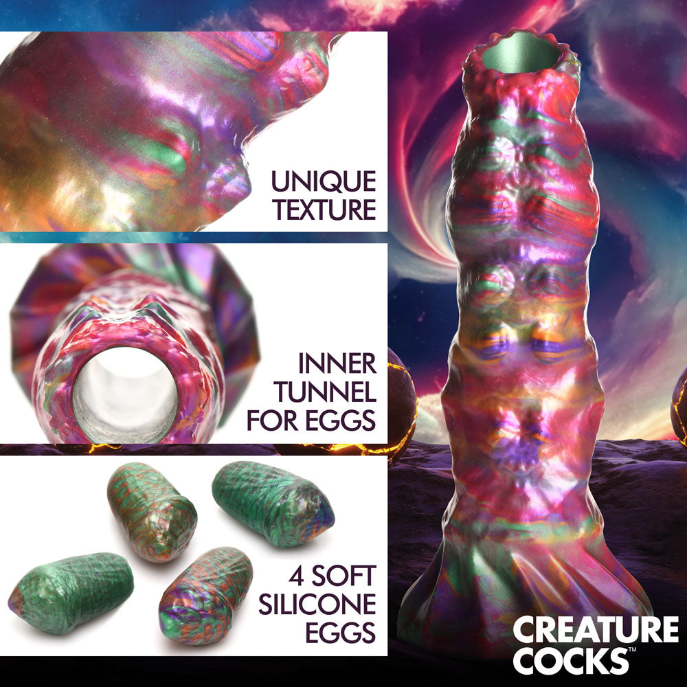 Creature Cocks Larva Silicone Dildo - Coloured 22.9 cm Fantasy Dildo with Eggs