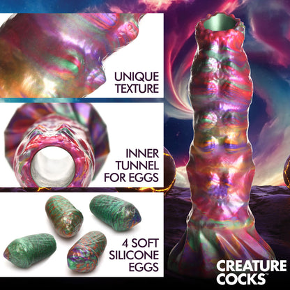 Creature Cocks Larva Silicone Dildo - Coloured 22.9 cm Fantasy Dildo with Eggs