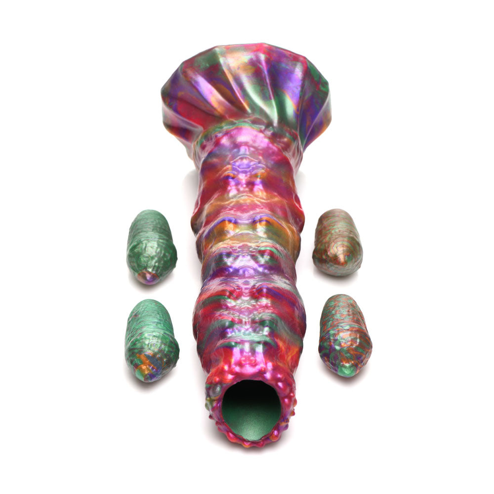 Creature Cocks Larva Silicone Dildo - Coloured 22.9 cm Fantasy Dildo with Eggs