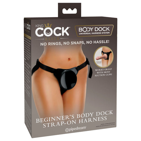 King Cock Elite Beginners Body Dock Strap-On Harness - Black Adjustable Strap-On Harness (No pr