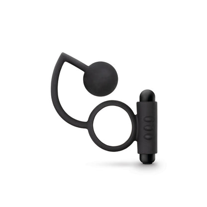 Anal Adventures Platinum Anal Ball & Vibrating C-Ring - Black Vibrating Cock Ring with Anal Bal