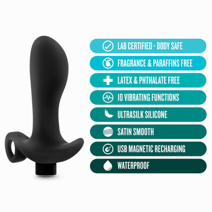 Anal Adventures Platinum Vibrating Prostate Massager 01 - Black 10.8 cm USB Rechargeable Prosta