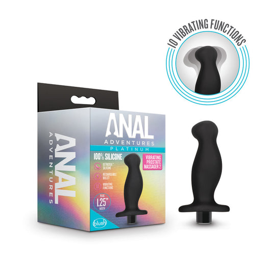 Anal Adventures Platinum Vibrating Prostate Massager 02 - Black 10.8 cm USB Rechargeable Prosta