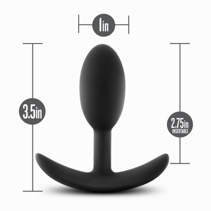 Anal Adventures Platinum Vibra Slim Plug - Black 8.9 cm Small Butt Plug with Internal Ball