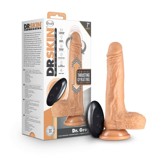 Dr. Skin Silicone Dr. Grey - Flesh - Flesh 19.7 cm (7.75) USB Rechargeable Thrusting Dong