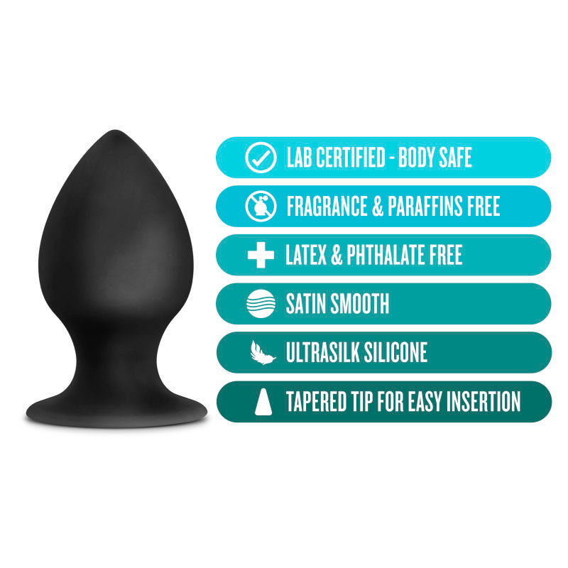 Anal Adventures Platinum Anal Stout Plug - Medium - Black 7.6 cm Medium Butt Plug