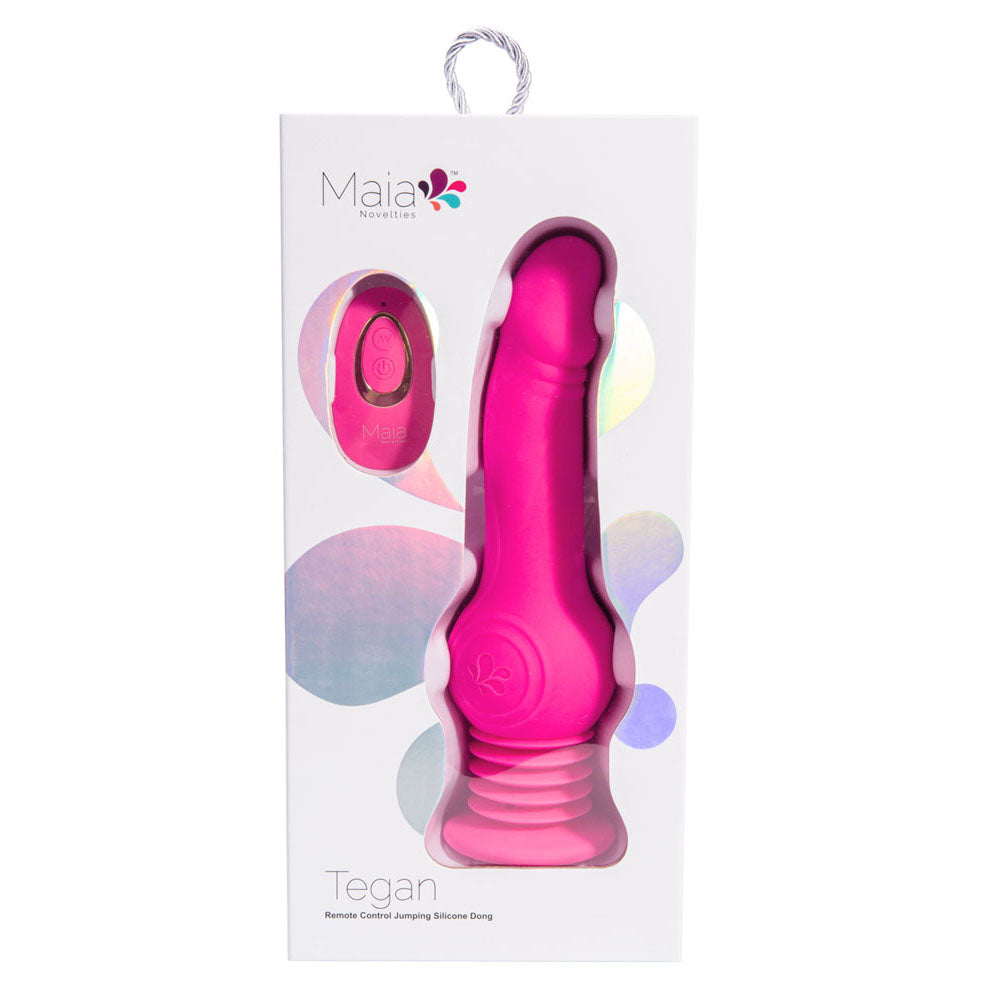 Maia TEGAN - Pink 23.6 cm USB Rechargeable Jumping Vibrating Dong with Remote