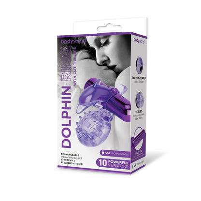 Bodywand Rechargeable Dolphin Ring with Clit Ticklers - Purple USB Rechargeable Vibrating Cock