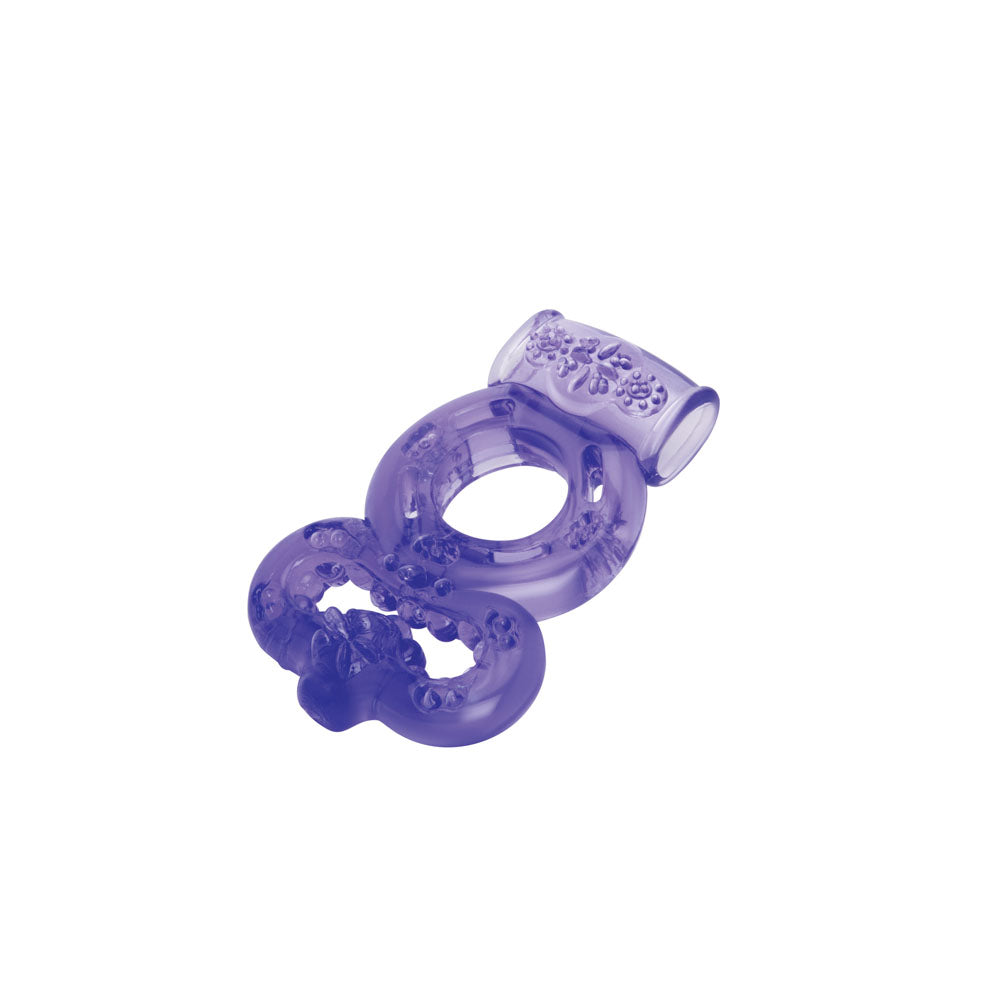 Bodywand Rechargeable Duo Ring - Purple USB Rechargable Vibrating Cock Ring