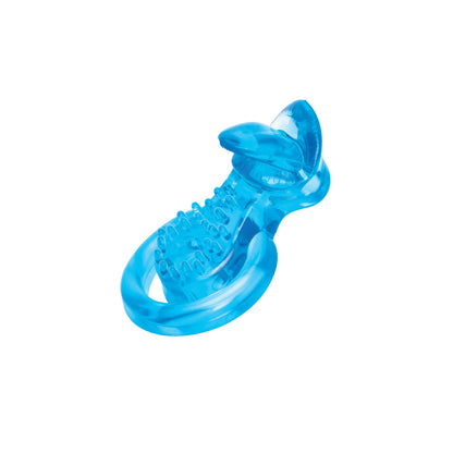 Bodywand Rechargeable Duo Ring with Clit Tickler - Blue USB Rechargeable Vibrating Cock Ring