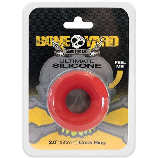 Boneyard Ultimate Silicone Cock Ring Red - Red 50mm Cock Ring