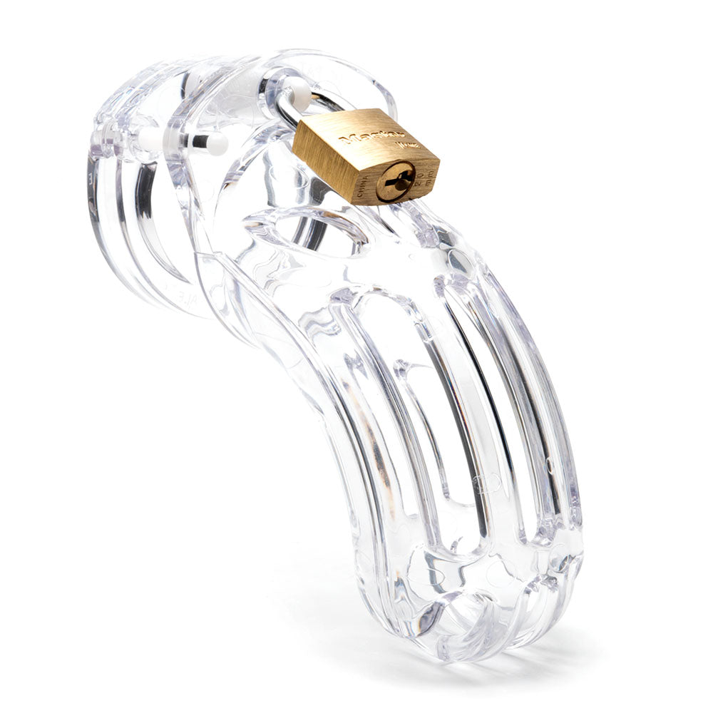 The Curve Chastity Cock Cage Kit - Clear - Clear 3.75 Inch Cock Cage Kit