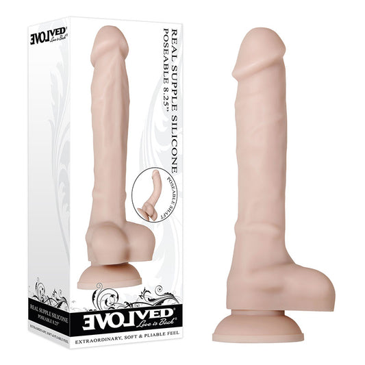 Evolved Real Supple Silicone Poseable 8.25 - Flesh 21 cm Poseable Silicone Dong