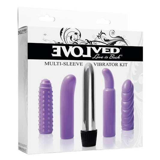 Multi-Sleeve Vibrator Kit - Silver Vibrator with 4 Sleeves