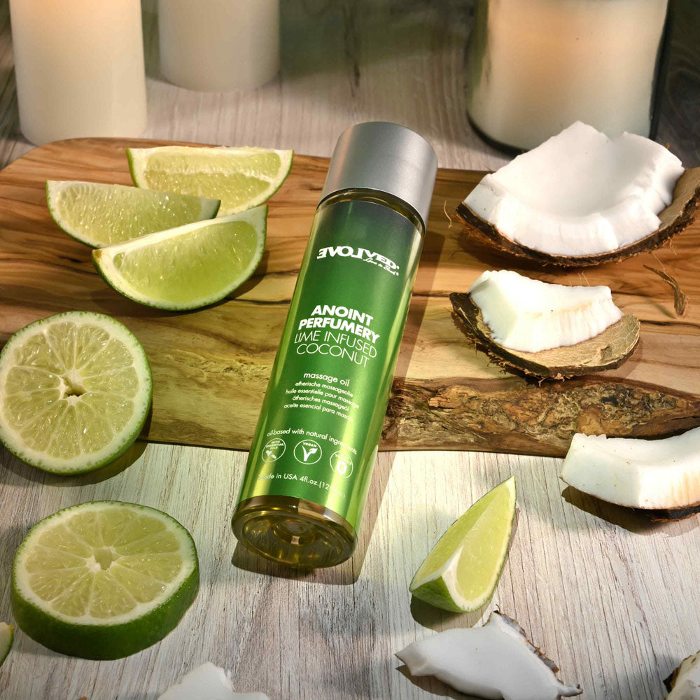 Evolved ANOINT PERFUMERY - Lime Infused Coconut - Lime Infused Coconut Massage Oil - 120 ml Bot