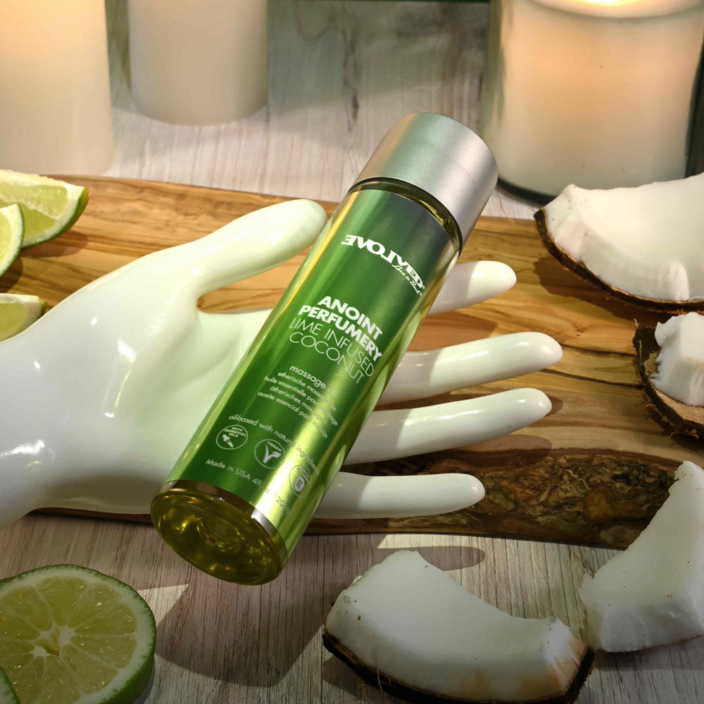 Evolved ANOINT PERFUMERY - Lime Infused Coconut - Lime Infused Coconut Massage Oil - 120 ml Bot