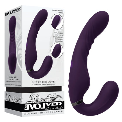 Evolved SHARE THE LOVE - Purple 22.9 cm USB Rechargeable Inflatable Strapless Strap-On