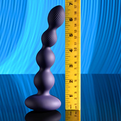 Evolved PLEASURE ORBIT - Navy Blue 17.8 cm USB Rechargeable Twirling & Vibrating Anal Beads wit