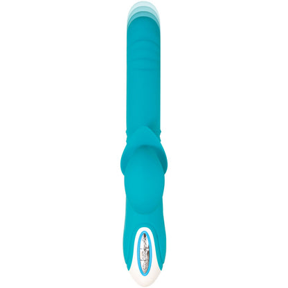 Evolved The Show Stopper - Teal 23.5 cm USB Rechargeable Thrusting Rabbit Vibrator