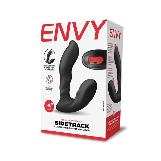 Envy Sidetrack Contoured P-Spot Vibrator - Black USB Rechargeable Prostate Massager with Wirele