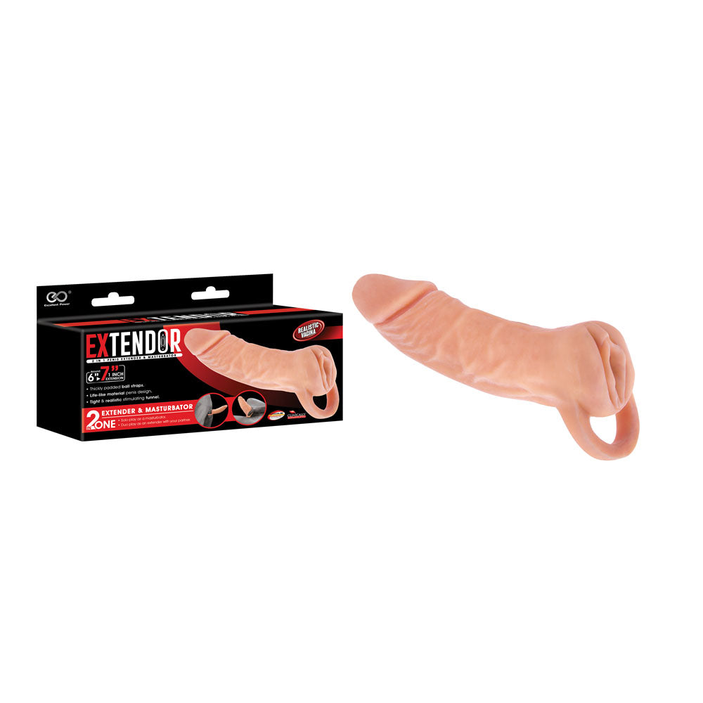 Extendor 7 2-in-1 Penis Extender & Masturbator - Flesh 17.8 cm Penis Extension Sleeve with Vagi