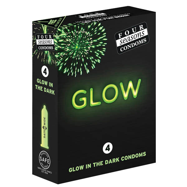 Glow N Dark Condoms - Glow In The Dark Lubricated Condoms - 4 Pack