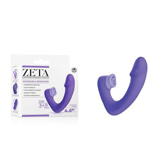 Zeta Duo Motor Wearable Vibrator - Purple 11.4 cm USB Rechargeable Vibrator with Flicking Clito