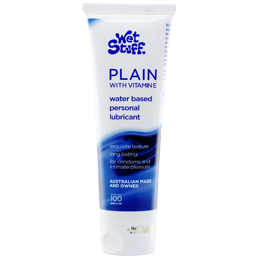 Wet Stuff Plain - 100g Tube - Water Based Lubricant with Vitamin E - 100 gram Tube