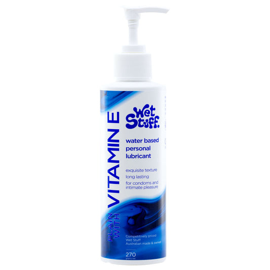 Wet Stuff Plain - 270g Pump - Water Based Lubricant with Vitamin E - 270 gram Pump Bottle